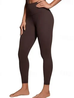 Women's Yoga Pants Yoga Leggings Elastic Waistband High Waist Yoga Gym Workout Pilates Tights Black Burgundy Coffee Fall Sports Activewear Stretchy Slim