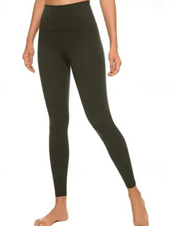 Women's Yoga Pants Yoga Leggings Elastic Waistband High Waist Yoga Gym Workout Pilates Tights Black Burgundy Coffee Fall Sports Activewear Stretchy Slim