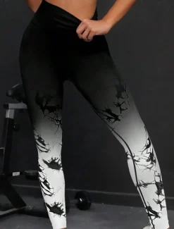 Women's Yoga Pants Yoga Leggings High Waist Yoga Gym Workout Pilates Tights Tie Dye Black White Pink Fall Sports Activewear Stretchy Slim