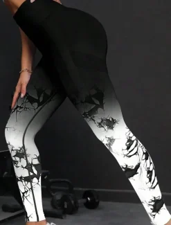 Women's Yoga Pants Yoga Leggings High Waist Yoga Gym Workout Pilates Tights Tie Dye Black White Pink Fall Sports Activewear Stretchy Slim