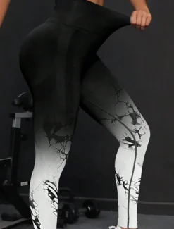 Women's Yoga Pants Yoga Leggings High Waist Yoga Gym Workout Pilates Tights Tie Dye Black White Pink Fall Sports Activewear Stretchy Slim