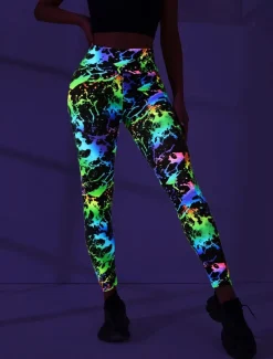 Women's Yoga Pants Yoga Leggings High Waist Yoga Gym Workout Pilates Tights Color Block White Green Fall Sports Activewear Stretchy Slim