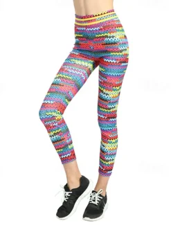 Women's Yoga Pants Yoga Leggings High Waist Yoga Gym Workout Pilates Tights Rainbow Fall Sports Activewear Stretchy Slim