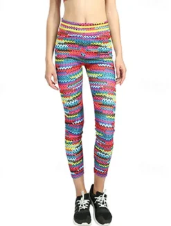 Women's Yoga Pants Yoga Leggings High Waist Yoga Gym Workout Pilates Tights Rainbow Fall Sports Activewear Stretchy Slim