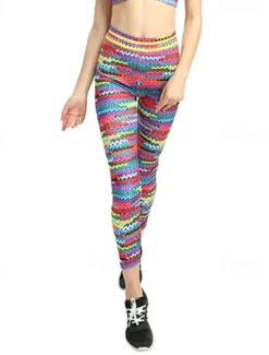 Women's Yoga Pants Yoga Leggings High Waist Yoga Gym Workout Pilates Tights Rainbow Fall Sports Activewear Stretchy Slim