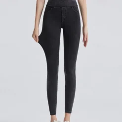 Women's Yoga Pants Yoga Leggings Jeggings Tummy Control Butt Lift High Waist Yoga Gym Workout Pilates Tights Dark Grey Black Blue Fall Winter Sports Activewear Stretchy Slim