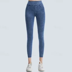 Women's Yoga Pants Yoga Leggings Jeggings Tummy Control Butt Lift High Waist Yoga Gym Workout Pilates Tights Dark Grey Black Blue Fall Winter Sports Activewear Stretchy Slim