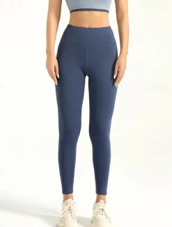 Women's Yoga Pants Yoga Leggings Tummy Control Butt Lift High Waist Yoga Gym Workout Pilates Tights Light Brown Black Ivory Spandex Fall Sports Activewear Stretchy Slim