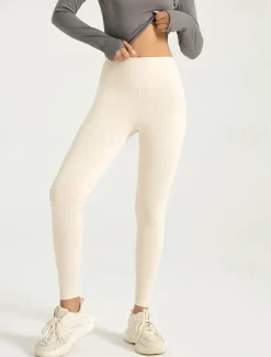 Women's Yoga Pants Yoga Leggings Tummy Control Butt Lift High Waist Yoga Gym Workout Pilates Tights Light Brown Black Ivory Spandex Fall Sports Activewear Stretchy Slim