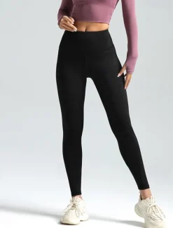 Women's Yoga Pants Yoga Leggings Tummy Control Butt Lift High Waist Yoga Gym Workout Pilates Tights Light Brown Black Ivory Spandex Fall Sports Activewear Stretchy Slim