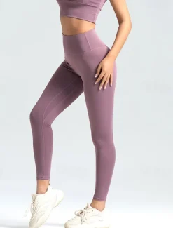 Women's Yoga Pants Yoga Leggings Tummy Control Butt Lift High Waist Yoga Gym Workout Pilates Tights Light Brown Black Ivory Spandex Fall Sports Activewear Stretchy Slim