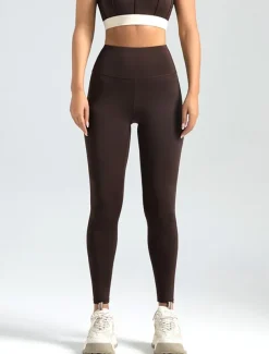 Women's Yoga Pants Yoga Leggings Tummy Control Butt Lift High Waist Yoga Gym Workout Pilates Tights Light Brown Black Ivory Spandex Fall Sports Activewear Stretchy Slim