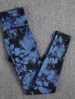 Women's Yoga Pants Yoga Leggings High Waist Yoga Gym Workout Pilates Tights Tie Dye Black Burgundy Blue Spandex Fall Sports Activewear Stretchy Slim