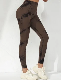 Women's Yoga Pants Yoga Leggings High Waist Yoga Gym Workout Pilates Tights Tie Dye Black Burgundy Blue Spandex Fall Sports Activewear Stretchy Slim