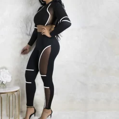 Women's Yoga Set 2 Piece Color Block Clothing Suit White Red Yoga Fitness Gym Workout High Waist Breathable Soft Long Sleeve Sport Activewear Micro-elastic Slim