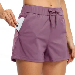 Women's Yoga Shorts Workout Shorts Pocket Elastic Waistband High Waist Yoga Gym Workout Pilates Shorts Black Light Grey Purple Sports Activewear Stretchy Loose Fit