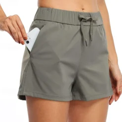 Women's Yoga Shorts Workout Shorts Pocket Elastic Waistband High Waist Yoga Gym Workout Pilates Shorts Black Light Grey Purple Sports Activewear Stretchy Loose Fit