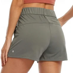 Women's Yoga Shorts Workout Shorts Pocket Elastic Waistband High Waist Yoga Gym Workout Pilates Shorts Black Light Grey Purple Sports Activewear Stretchy Loose Fit