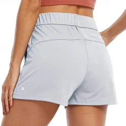 Women's Yoga Shorts Workout Shorts Pocket Elastic Waistband High Waist Yoga Gym Workout Pilates Shorts Black Light Grey Purple Sports Activewear Stretchy Loose Fit