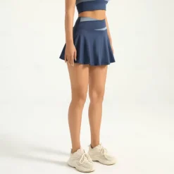 Women's Yoga Skirt 2 in 1 High Waist Yoga Gym Workout Pilates Bottoms Color Block Black Navy Blue Purple Sports Activewear Stretchy Slim