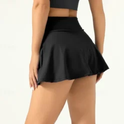 Women's Yoga Skirt 2 in 1 High Waist Yoga Gym Workout Pilates Bottoms Color Block Black Navy Blue Purple Sports Activewear Stretchy Slim