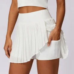 Women's Yoga Skirt Ruched with Phone Pocket High Waist Yoga Gym Workout Pilates Shorts Black White Sky Blue Sports Activewear Stretchy Slim