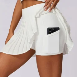 Women's Yoga Skirt Ruched with Phone Pocket High Waist Yoga Gym Workout Pilates Shorts Black White Sky Blue Sports Activewear Stretchy Slim