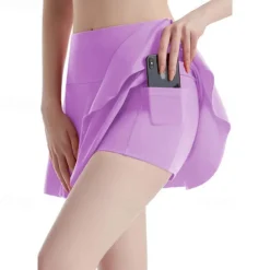 Women's Yoga Skirt with Phone Pocket High Waist Yoga Gym Workout Pilates Shorts Black White Light Purple Sports Activewear Stretchy Slim