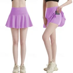 Women's Yoga Skirt with Phone Pocket High Waist Yoga Gym Workout Pilates Shorts Black White Light Purple Sports Activewear Stretchy Slim