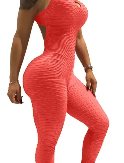 Women's Yoga Suit Tracksuit Tiktok Scrunch Butt Criss Cross Yoga Fitness Gym Workout High Waist Bodysuit Romper Sports Butt Lift Tummy Control 4 Way Stretch Quick Dry High Elasticity Sports