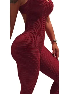 Women's Yoga Suit Tracksuit Tiktok Scrunch Butt Criss Cross Yoga Fitness Gym Workout High Waist Bodysuit Romper Sports Butt Lift Tummy Control 4 Way Stretch Quick Dry High Elasticity Sports
