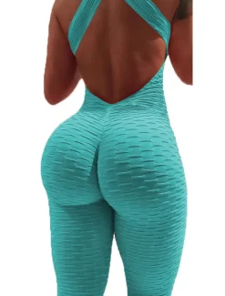 Women's Yoga Suit Tracksuit Tiktok Scrunch Butt Criss Cross Yoga Fitness Gym Workout High Waist Bodysuit Romper Sports Butt Lift Tummy Control 4 Way Stretch Quick Dry High Elasticity Sports