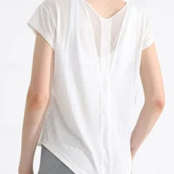 Women's Yoga Top Crew Neck Quick Dry Lightweight Breathable Mesh Short Sleeve Sports Solid Color Tee Tshirt Top For Running Fitness Yoga Loose Fit Activewear