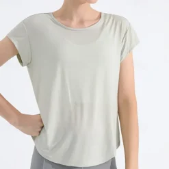 Women's Yoga Top Crew Neck Quick Dry Lightweight Breathable Mesh Short Sleeve Sports Solid Color Tee Tshirt Top For Running Fitness Yoga Loose Fit Activewear
