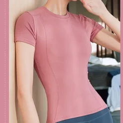 Women's Yoga Top Crew Neck Quick Dry Lightweight Breathable Mesh Short Sleeve Sports Solid Color Tee Tshirt Top For Running Fitness Yoga Loose Fit Activewear