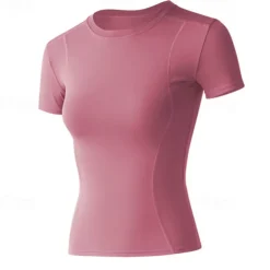 Women's Yoga Top Crew Neck Quick Dry Lightweight Breathable Mesh Short Sleeve Sports Solid Color Tee Tshirt Top For Running Fitness Yoga Loose Fit Activewear