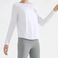 Women's Yoga Top Crew Neck Quick Dry Lightweight Breathable Split Long Sleeve Sports Solid Color Tee Tshirt Top For Running Fitness Yoga Loose Fit Activewear