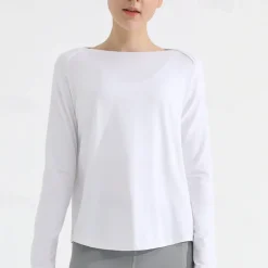 Women's Yoga Top Crew Neck Quick Dry Lightweight Breathable Split Long Sleeve Sports Solid Color Tee Tshirt Top For Running Fitness Yoga Loose Fit Activewear