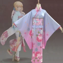 Women's Yukata Robe Kimono Japanese Traditional Masquerade Adults Bow Kimono Coat Headband Party