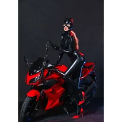 Women's Zentai Suits Motorcycle Girl Super Heroine Feline Femme Fatale Jumpsuit Costume Fifty Shades Sexy Lady Catwoman Shiny Catsuit Leotard Onesie Headpiece