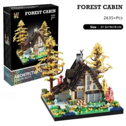 Wood Cabin Building Blocks Set-2688PCS/2635PCS Micro BricksForest Wood House Building Toy KitMiniature House Model Decorations Funny Birthday for Age8 Kids Adults
