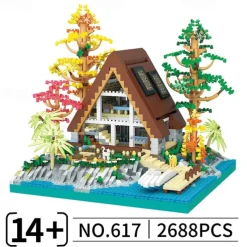 Wood Cabin Building Blocks Set-2688PCS/2635PCS Micro BricksForest Wood House Building Toy KitMiniature House Model Decorations Funny Birthday for Age8 Kids Adults