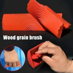 Wood Grain Effect Rubber Texture Paint Roller Brush - 1pc Artistic Wallpaper & Paint Finishing Tool for Paint Printing, Drawing