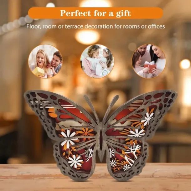 Wooden Animal Ornaments Led Light 3D Hollow Carving Home Room Decor Figurines Crafts Office Desk Bedroom Decoration Accessories