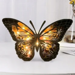 Wooden Animal Ornaments Led Light 3D Hollow Carving Home Room Decor Figurines Crafts Office Desk Bedroom Decoration Accessories