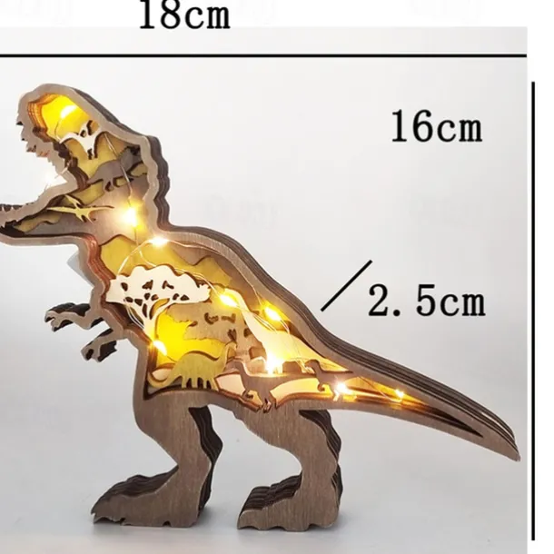 Wooden Animal Ornaments Led Light 3D Hollow Carving Home Room Decor Figurines Crafts Office Desk Bedroom Decoration Accessories