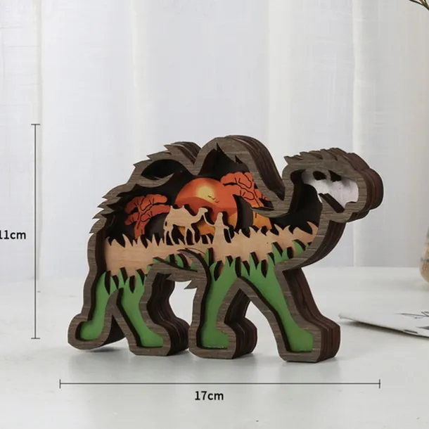 Wooden Animal Ornaments Led Light 3D Hollow Carving Home Room Decor Figurines Crafts Office Desk Bedroom Decoration Accessories