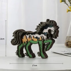 Wooden Animal Ornaments Led Light 3D Hollow Carving Home Room Decor Figurines Crafts Office Desk Bedroom Decoration Accessories