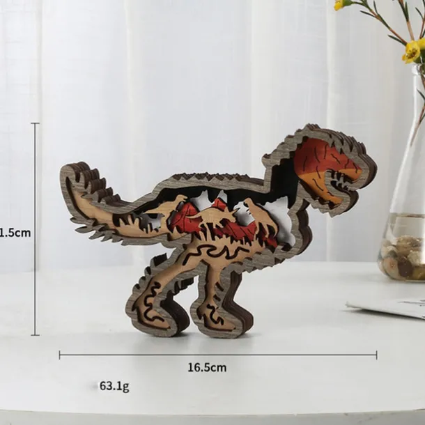 Wooden Animal Ornaments Led Light 3D Hollow Carving Home Room Decor Figurines Crafts Office Desk Bedroom Decoration Accessories