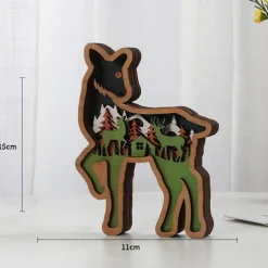 Wooden Animal Ornaments Led Light 3D Hollow Carving Home Room Decor Figurines Crafts Office Desk Bedroom Decoration Accessories